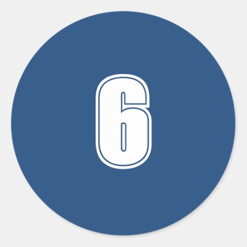 Number Six planning supplies simple 6 navy white Classic Round Sticker