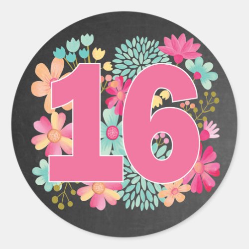 Number Sweet 16 16th Birthday Anniversary Party Classic Round Sticker