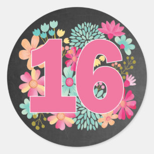 Number Sweet 16 16th Birthday Anniversary Party Classic Round Sticker