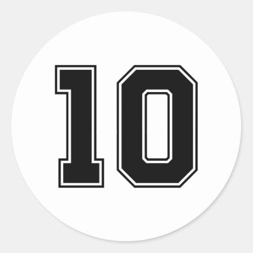 Number Ten 10 Sport Font Classic Round Sticker
