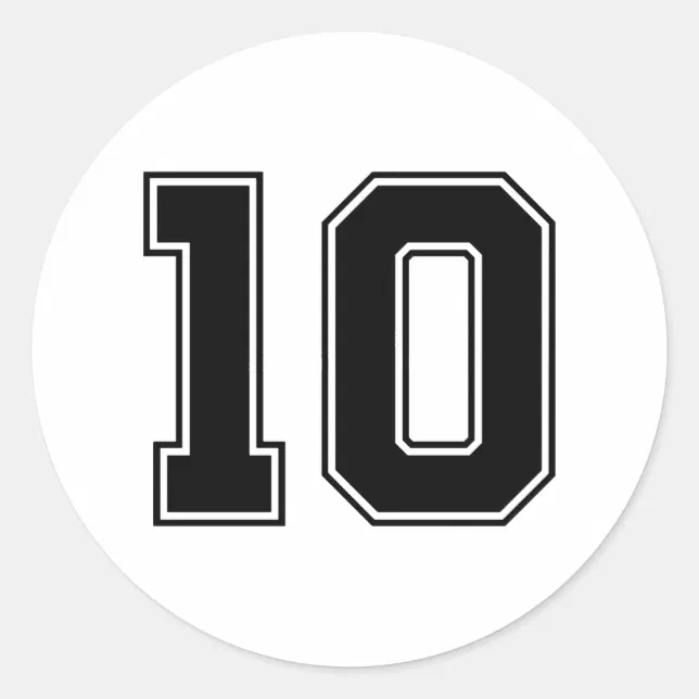 Number Ten 10 Sport Font Classic Round Sticker | Zazzle