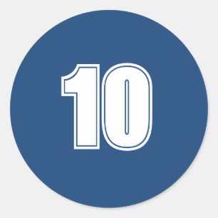 Number Ten planning supplies simple 10 navy white Classic Round Sticker
