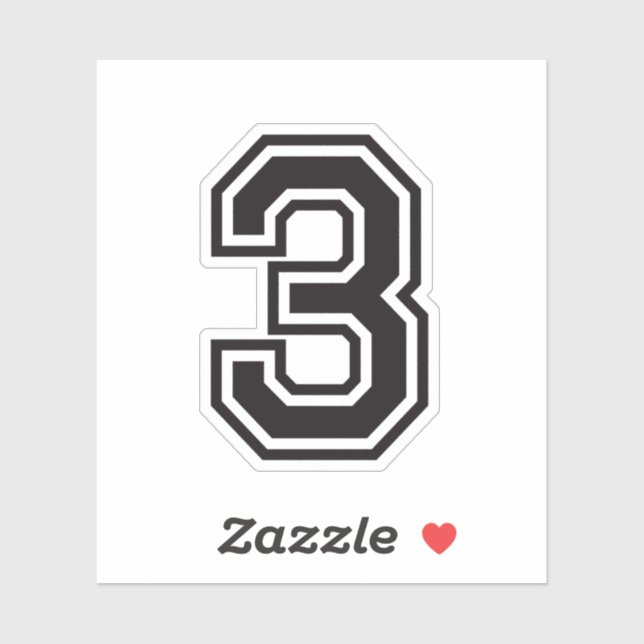 Number three 3 sporty college font sticker (Sheet)