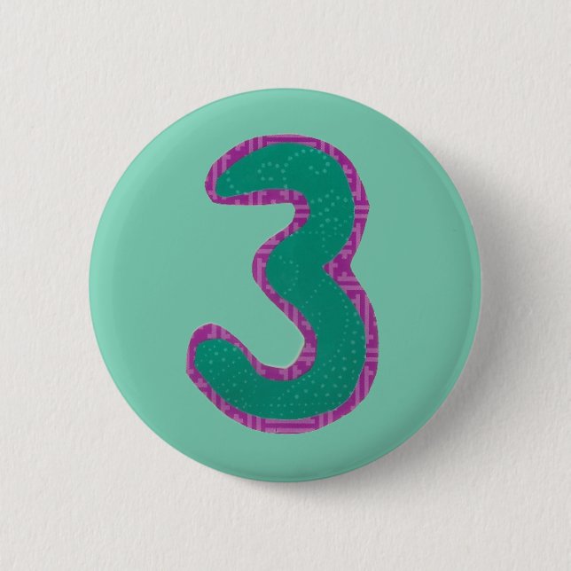 Number Three Button (Front)