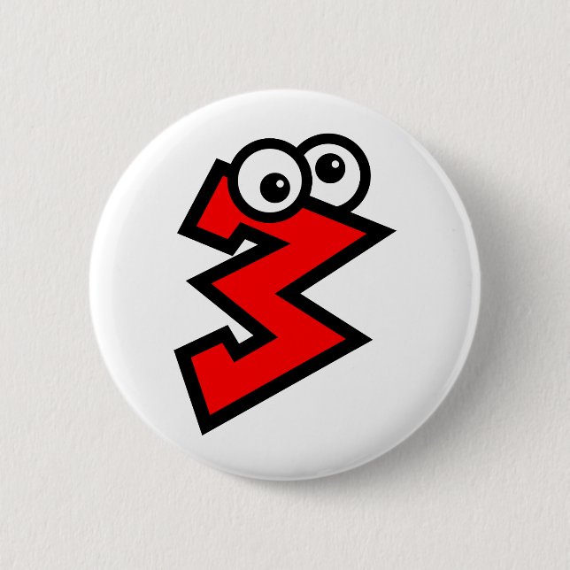 Number Three Pinback Button (Front)