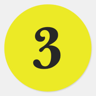 Number Three planning simple 2 yellow black Classic Round Sticker