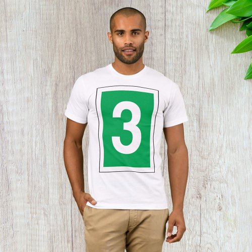 Number Three White And Green T_Shirt