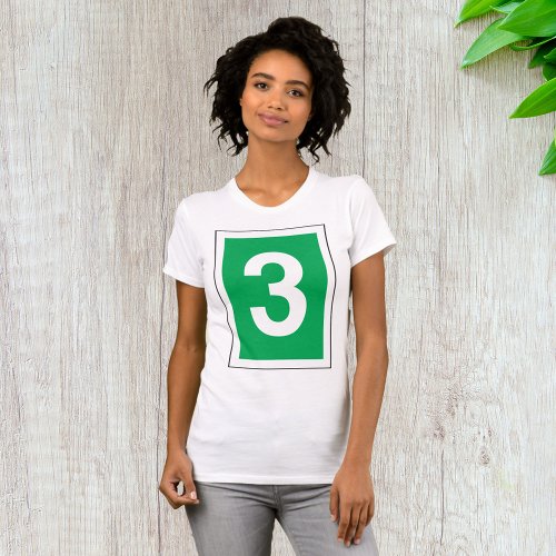 Number Three White And Green T_Shirt