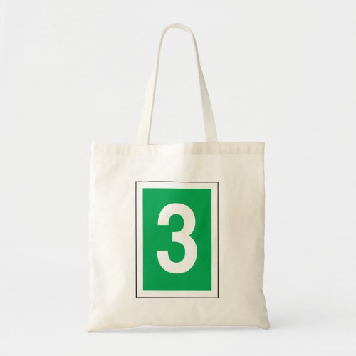 Number Three White And Green Tote Bag