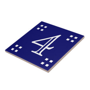 Number Tile - Craftsman White on Blue