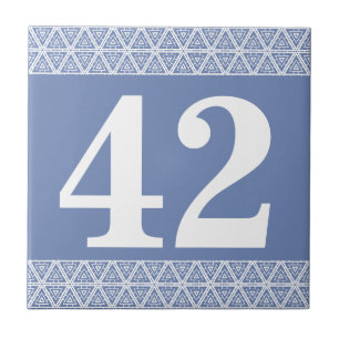 Number Tile geometric border blue and white