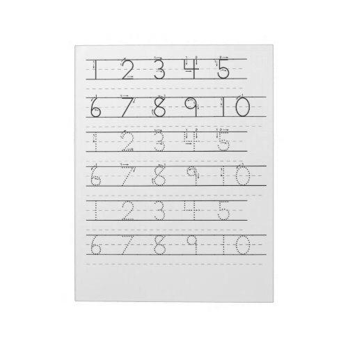 Number Tracing Worksheet Notepad