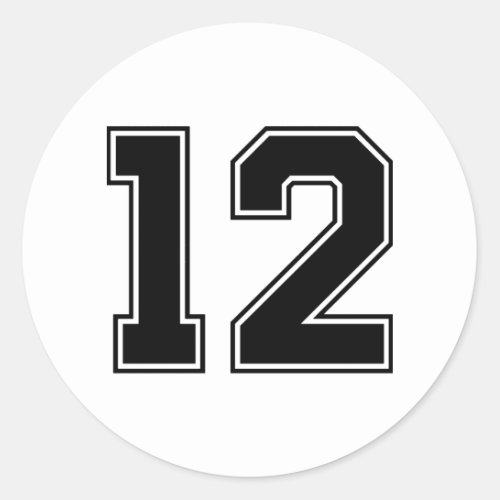 Number Twelve 12 Sport Font  Classic Round Sticker