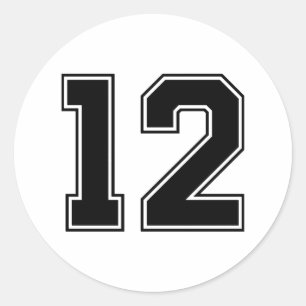 Number Twelve 12 Sport Font Classic Round Sticker