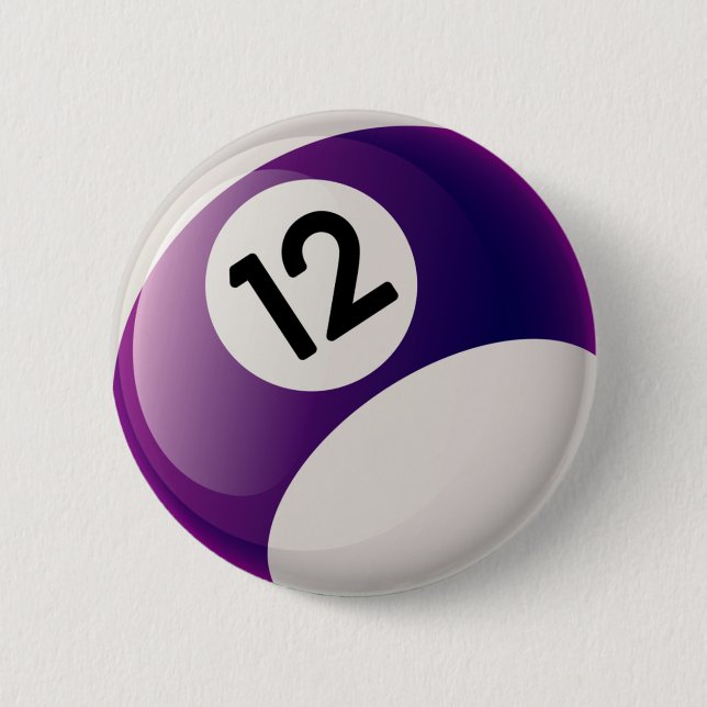 NUMBER TWELVE BILLIARDS BALL PINBACK BUTTON (Front)