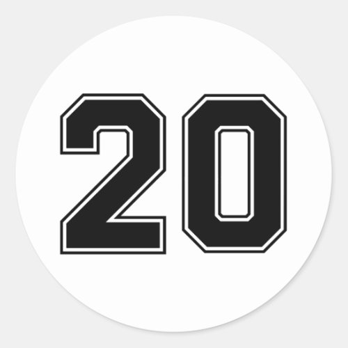 Number Twenty 20 Sport Font Classic Round Sticker