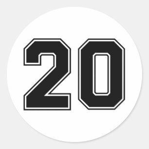 Number Twenty 20 Sport Font Classic Round Sticker