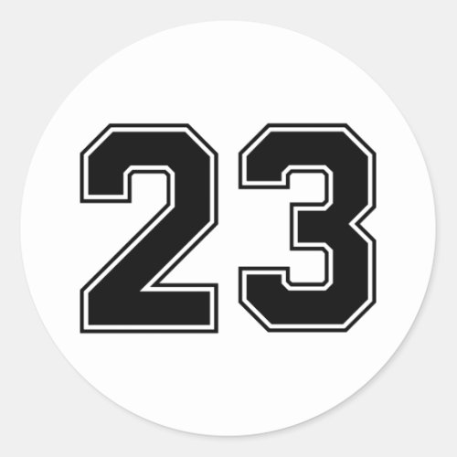 Number Twenty Three 23 Sport Font Classic Round Sticker