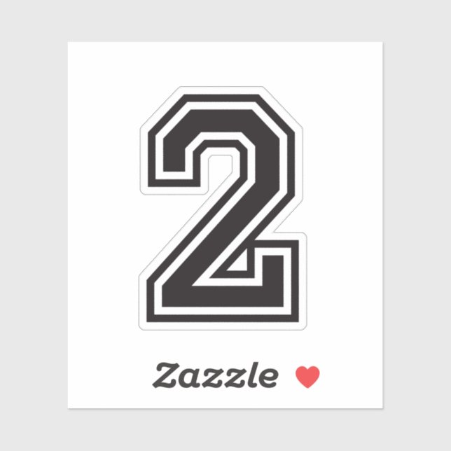 Number two 2 sporty college font sticker (Sheet)