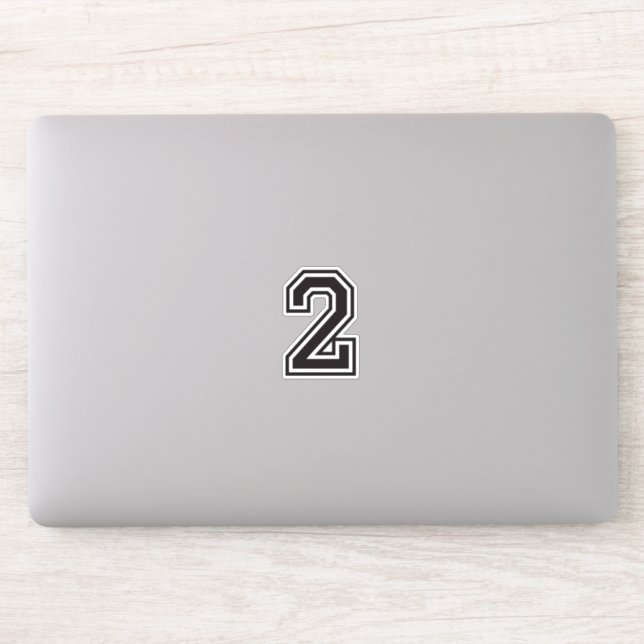 Custom color number two 2 sporty college font sticker, Zazzle