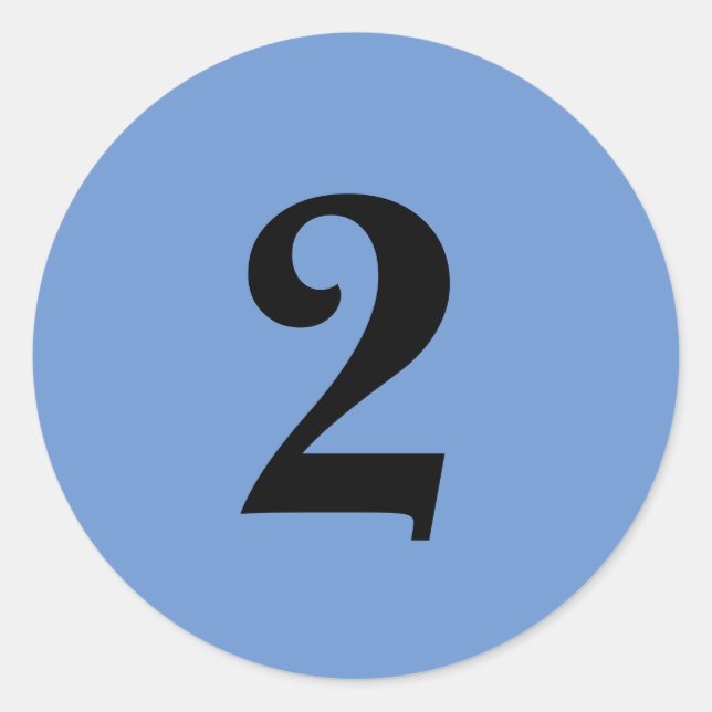 Number Two planning supplies simple 2 blue black Classic Round Sticker (Front)