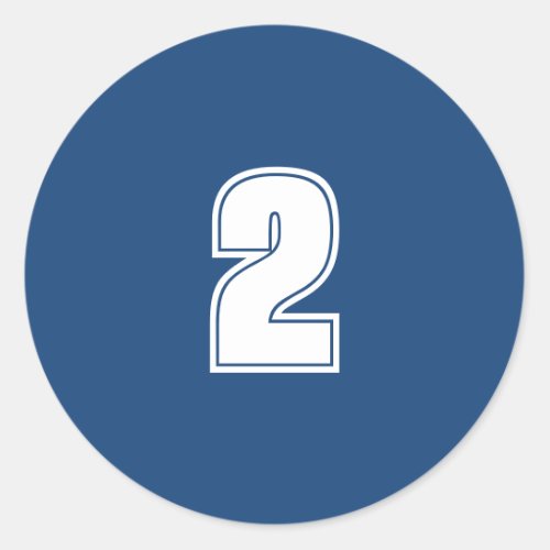 Number Two planning supplies simple 2 navy white Classic Round Sticker