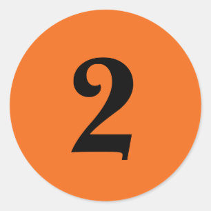 Number Two planning supplies simple 2 orange black Classic Round Sticker
