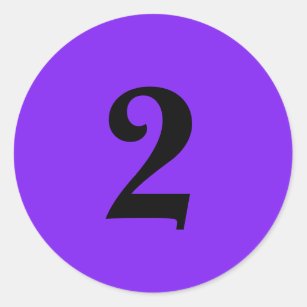 Number Two planning supplies simple 2 purple black Classic Round Sticker
