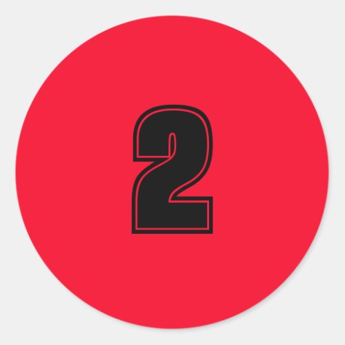 Number Two planning supplies simple 2 red black Classic Round Sticker