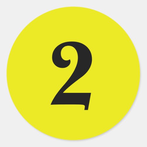Number Two planning supplies simple 2 yellow black Classic Round Sticker