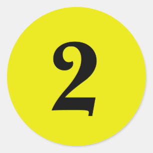 Number Two planning supplies simple 2 yellow black Classic Round Sticker