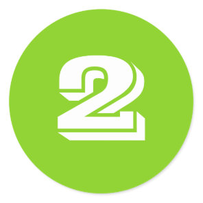 Number Two Small Round Green Stickers by Janz