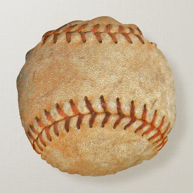 number White Baseball Round Pillow (Back)