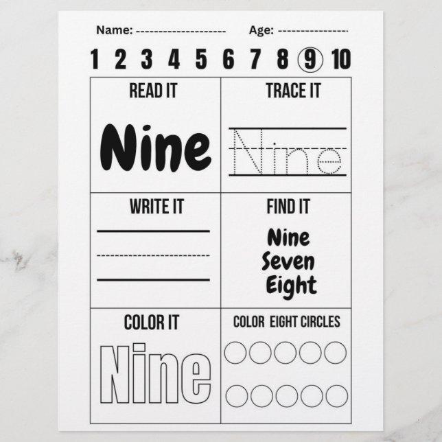 Number worksheets,Number Tracing Worksheet Letterhead (Front)