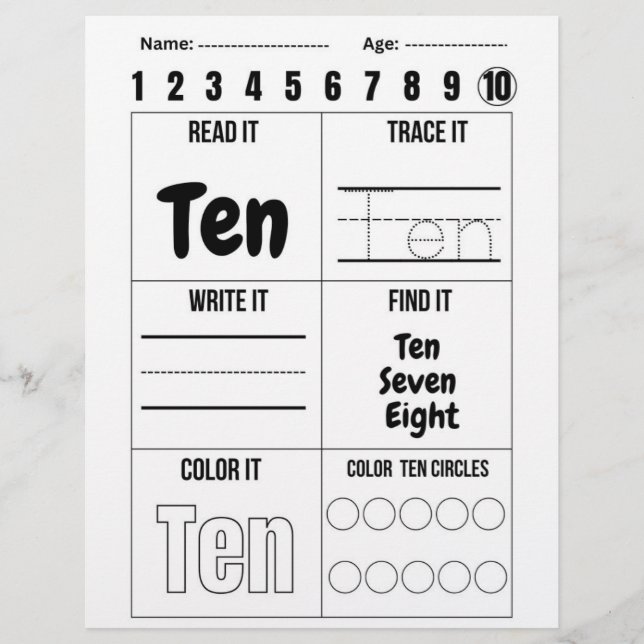 Number worksheets,Number Tracing Worksheet Letterhead (Front)