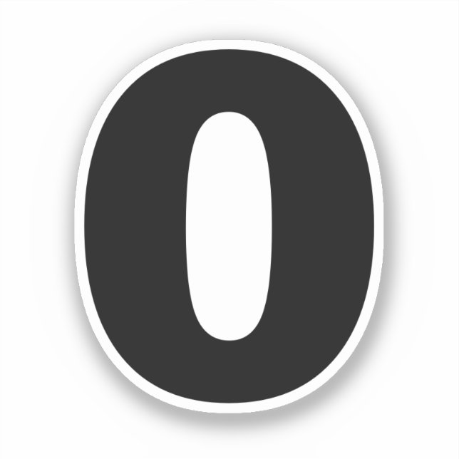 Number Zero Black and White Sticker (Front)