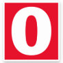 Number Zero Red and White Sticker