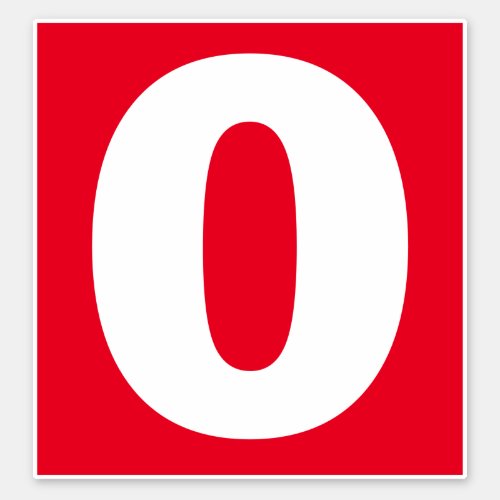 Number Zero Red and White Sticker