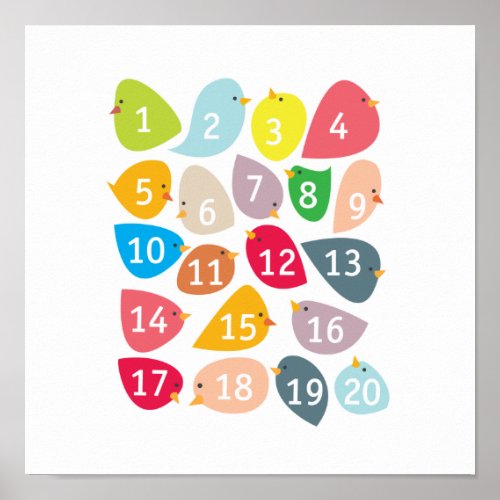 Numberbirdies Nursery Decor Poster