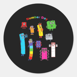 Numberblock number day funny happy numbers classic round sticker
