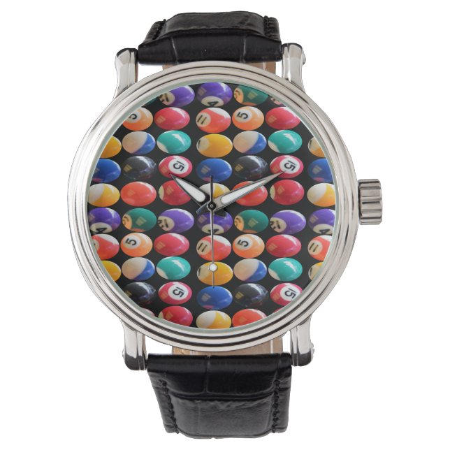 Numbered And Colored Eightballs, Mens Wristwatch (Front)
