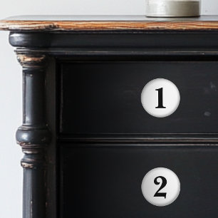 Numbered Black and White Ceramic Knobs