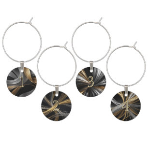 Numbered Gold and Silver Swirl Design Wine Charm