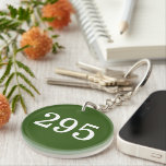 Numbered hotel room keychain with business name<br><div class="desc">Numbered hotel room keychain with business name or logo on the back. Create your own round Acrylic keychains for hospitality business, hotels, motels, rental apartments, lodges, cabins, rental house, car parking garage, dorm, locker, office, suite, bedroom, room, school class, storage unit facility and more. Green and white or custom colors....</div>