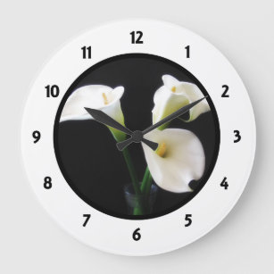 Numbered Round Clock with Calla Lilly