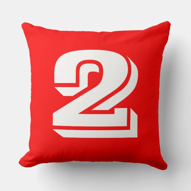 Numbered - White on Red Throw Pillow (Front)