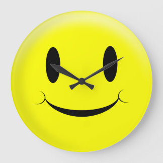 Numberless Cute Happy Face Large Clock