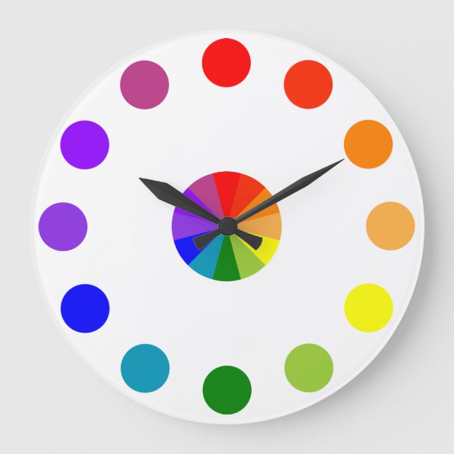 Numberless RYB Color Wheel Clock-4 Large Clock (Front)