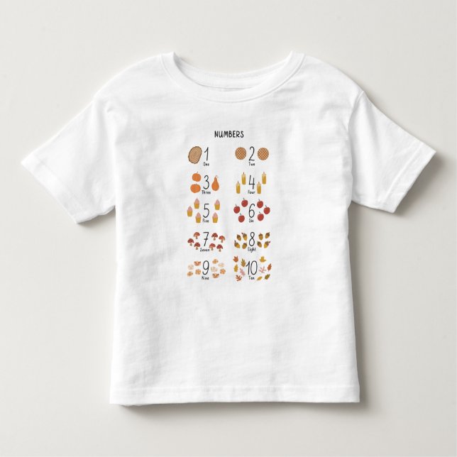 Numbers 1 - 10 in Fall Aesthetic Educational  Toddler T-shirt (Front)