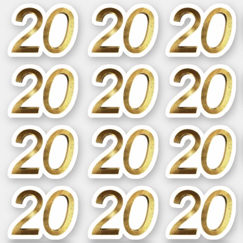 Numbers 20 Faux Gold 20th Anniversary Sticker